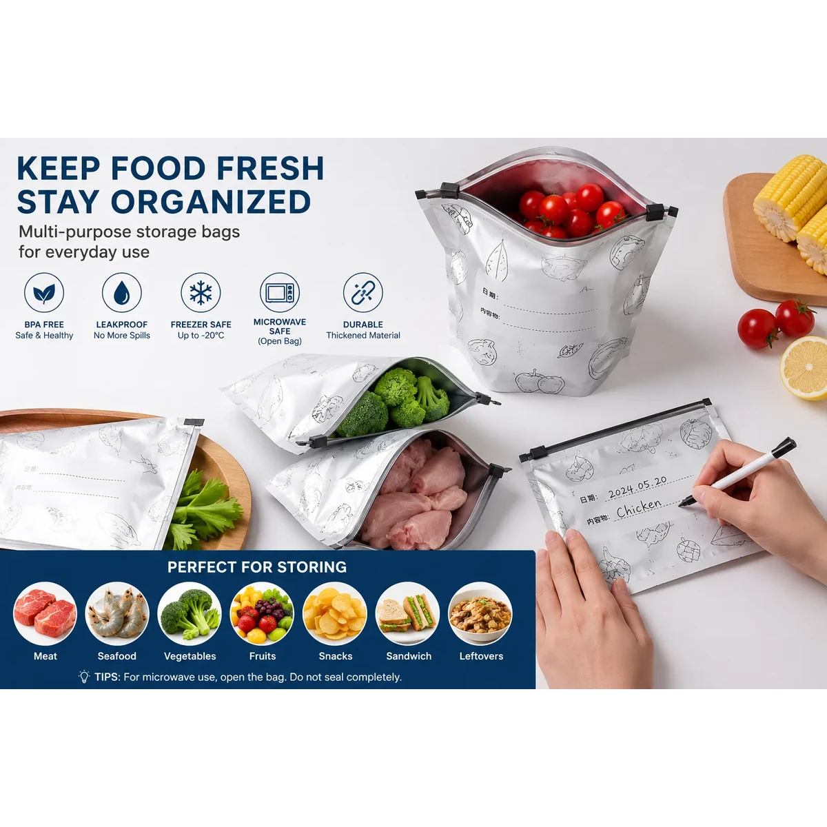 10 pcs Aluminum Foil Zip Lock Freezer Food Bag - Image 4